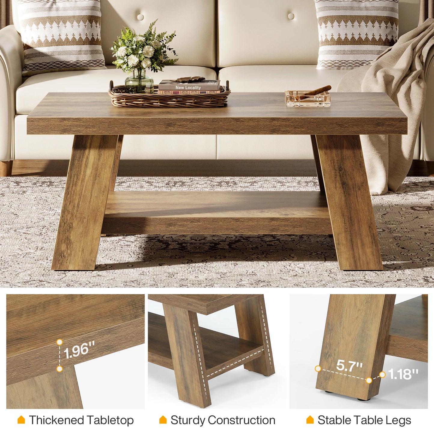 Rustic Farmhouse Wood Coffee Table