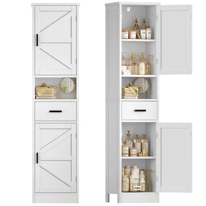67" Tall Bathroom Storage Cabinet with Barn Doors