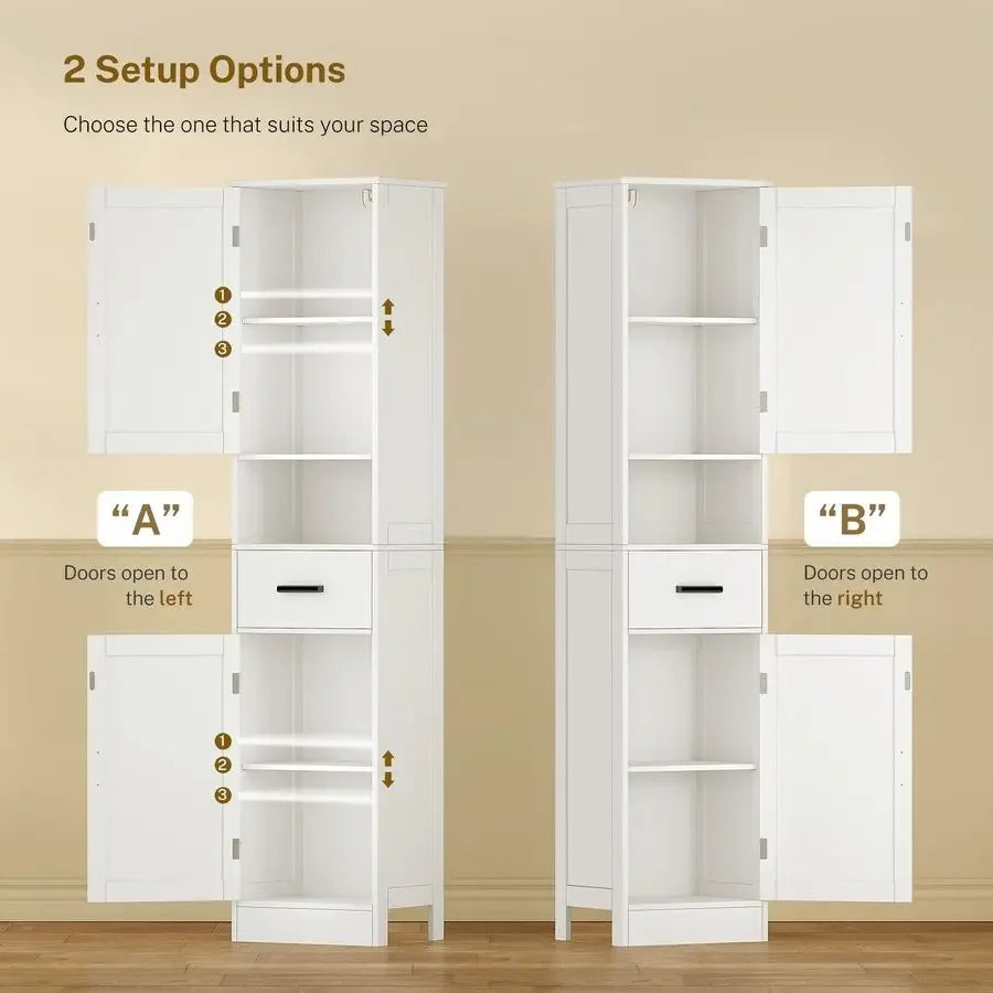 67" Tall Bathroom Storage Cabinet with Barn Doors