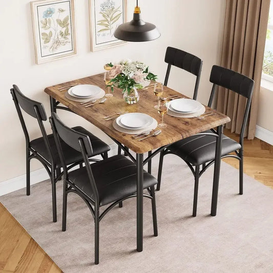5 Piece Kitchen Table Set with Padded Chairs