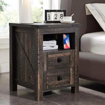 Rustic Farmhouse Set of 2 Nightstands