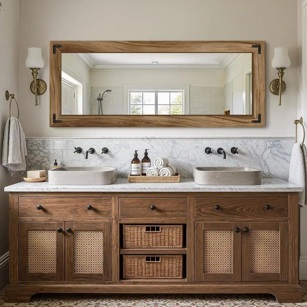 55" x 22" Solid Wood Frame Floor Mirror