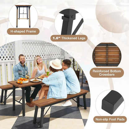Outdoor Foldable Wood Dining Table for Patio or Camping