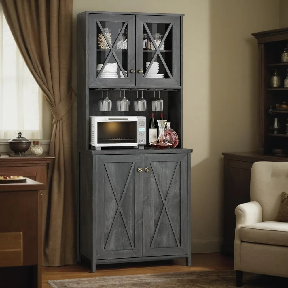 67" Tall Farmhouse Kitchen Pantry Cabinet