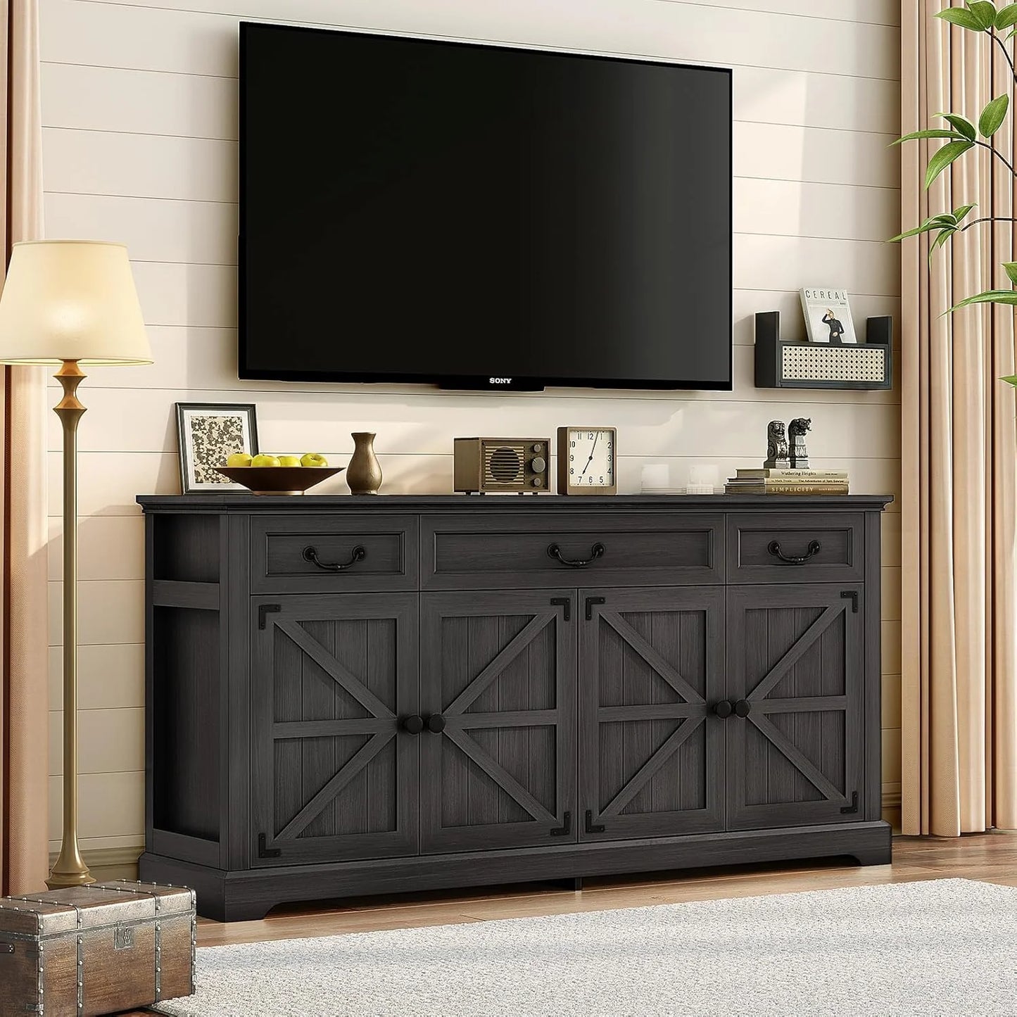 Farmhouse Sideboard Buffet Cabinet with Barn Doors
