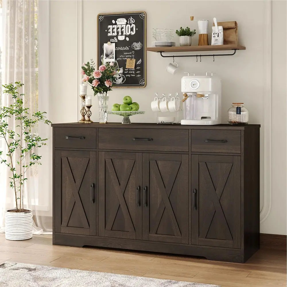 Farmhouse Sideboard Buffet Cabinet or Coffee Bar