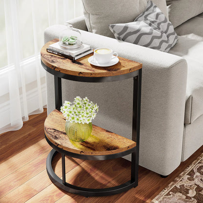 Farmhouse Industrial Semi Circle End Table