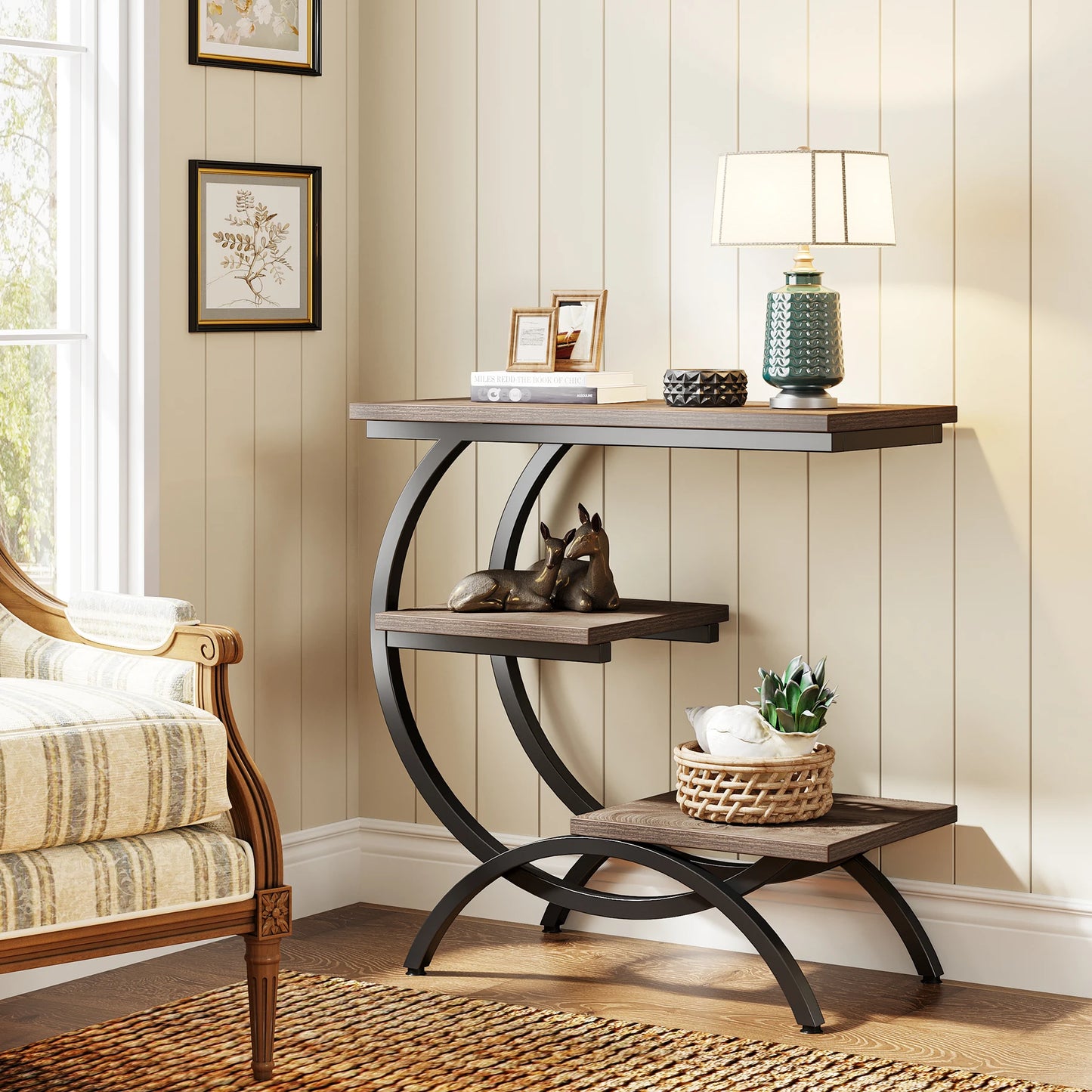 Farmhouse Industrial End Table for Couch or Bedside