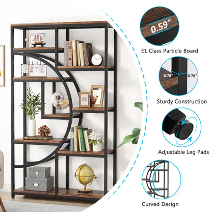 68.89" Tall Farmhouse Industrial Bookshelf & Display
