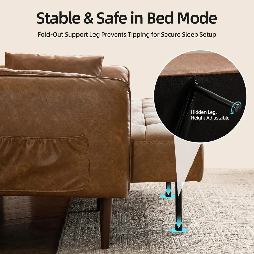 Convertible Sleeper Sofa with Pillows