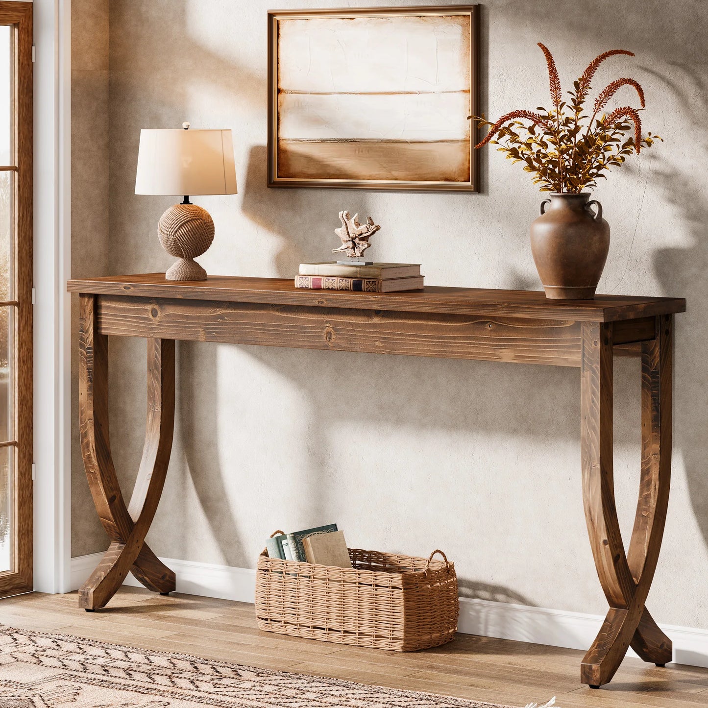 Solid Wood Farmhouse Console Table