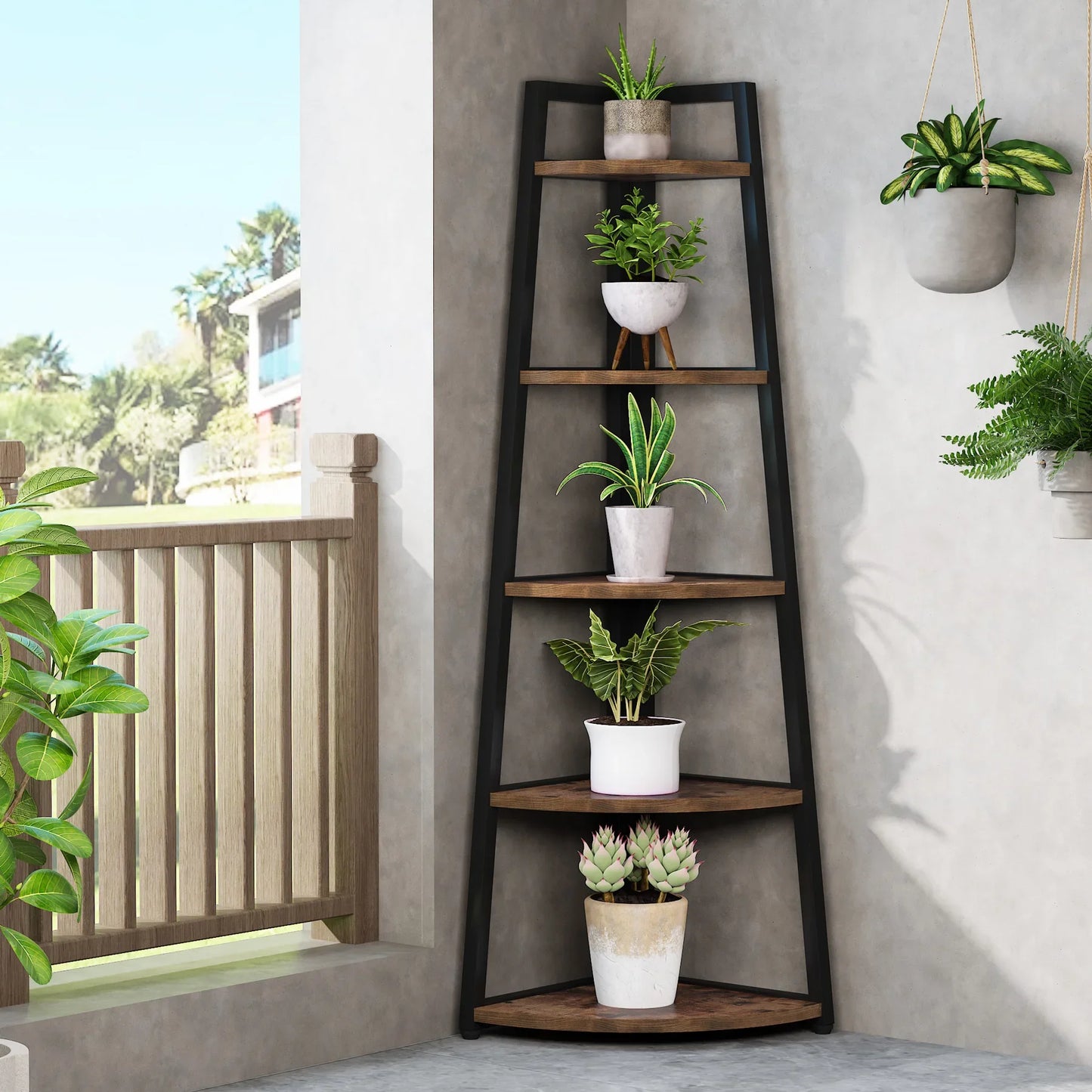 Wooden Corner Bookshelf & Display Shelves