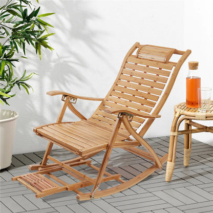 Bamboo Rocking Chair for Living Room or Backyard Patio