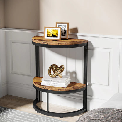 Farmhouse Industrial Semi Circle End Table