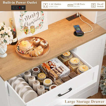 71" Tall Kitchen Pantry Cabinet with Power Outlet