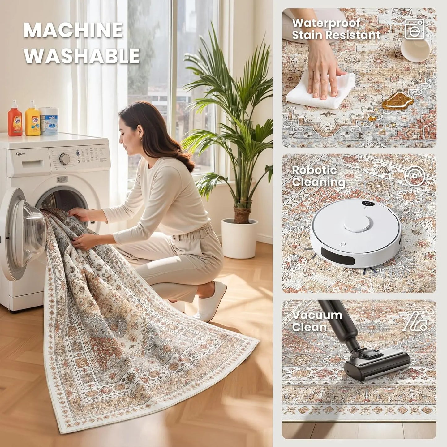 8x10 Washable Non-Slip Vintage Area Rug