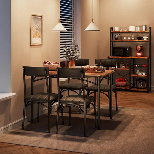 5 Piece Kitchen Table Set with Padded Chairs