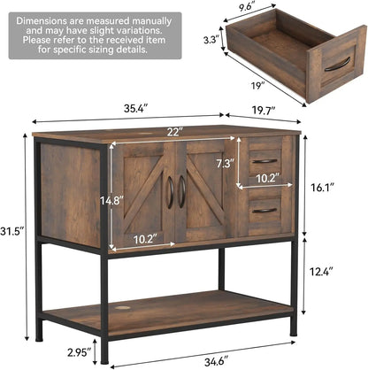 Farmhouse Bathroom Vanity with Ceramic Vessel Sink