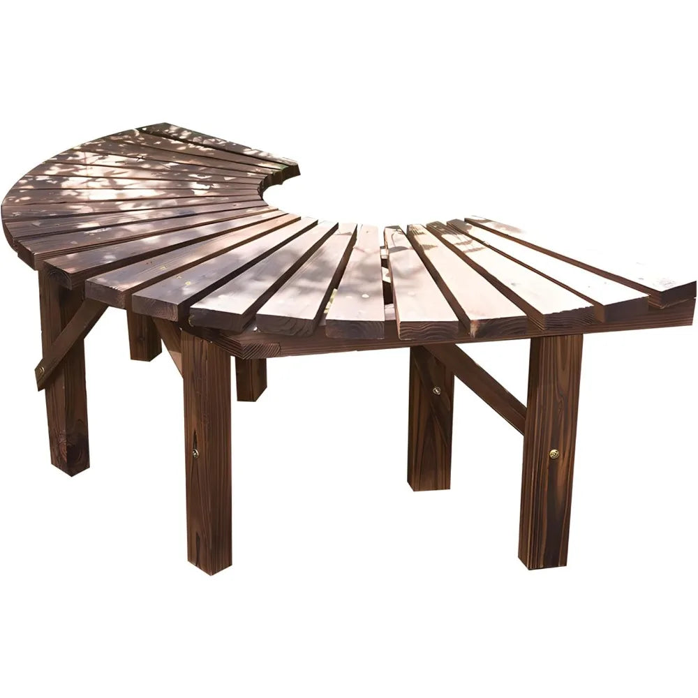 Wrap Around Wooden Tree Bench for Gardens, Patios & Backyard