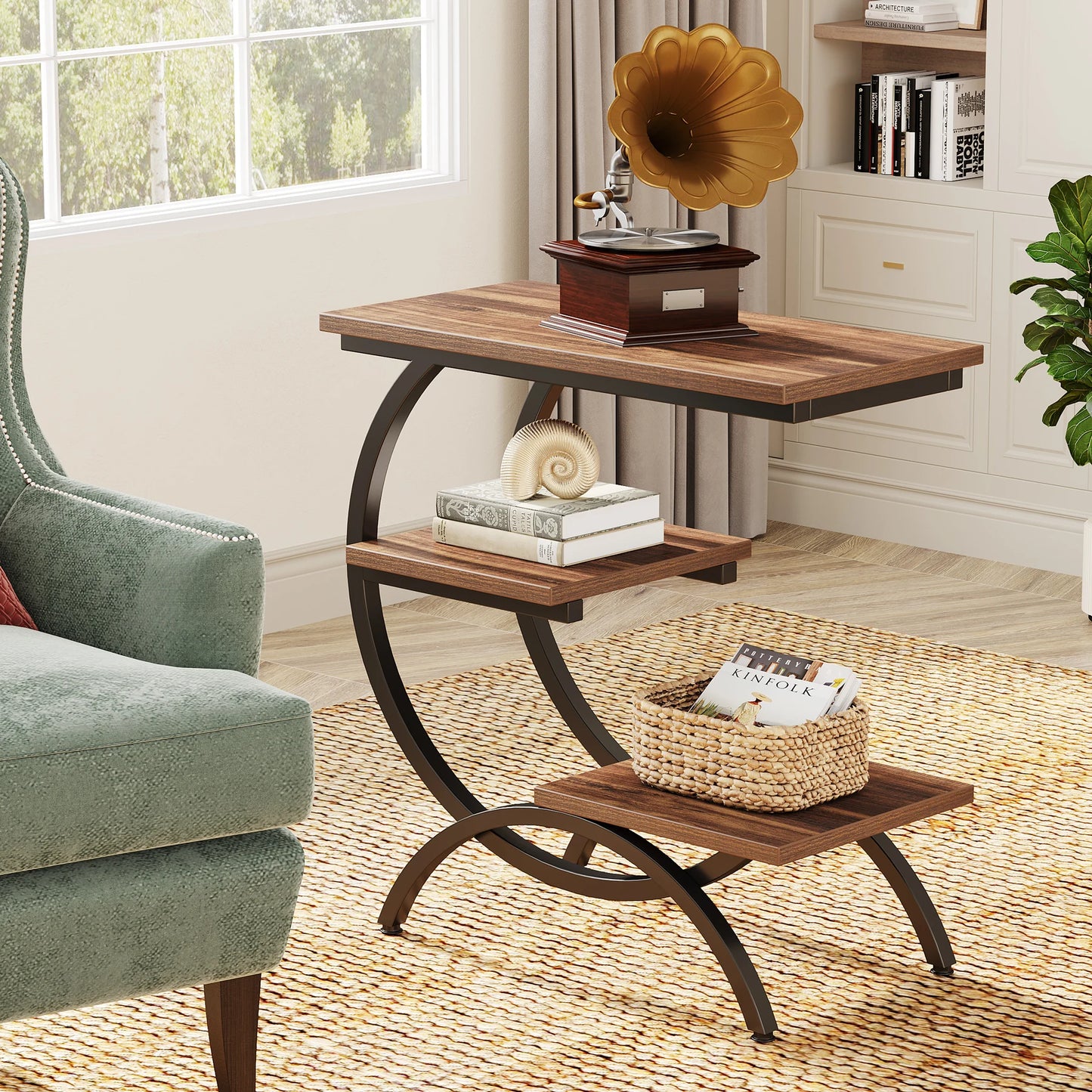 Farmhouse Industrial End Table for Couch or Bedside