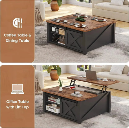 Lift Top Farmhouse Coffee Table with Storage