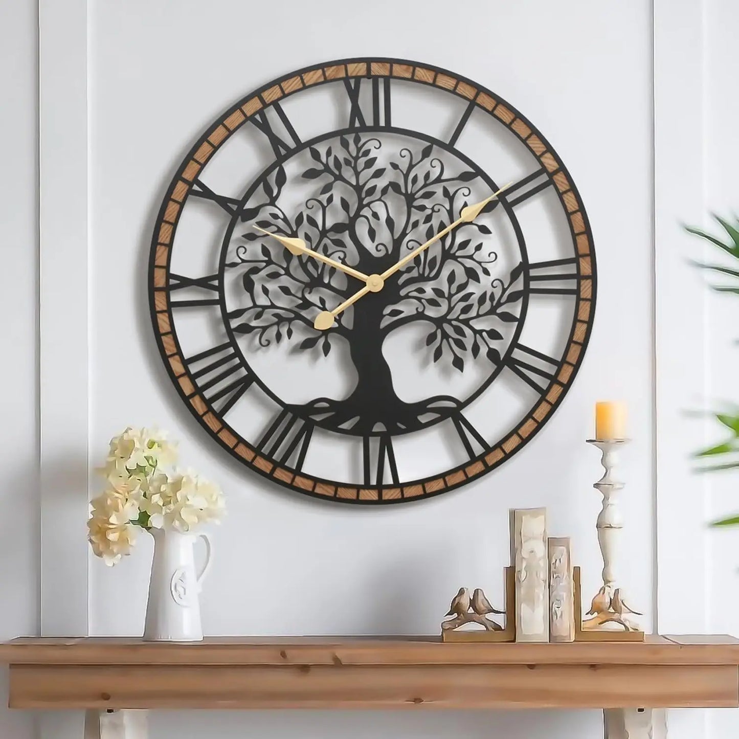 27" Farmhouse Tree of Life Wall Clock