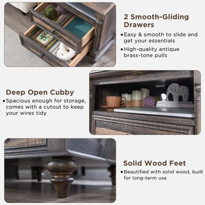 Farmhouse End Table with 4 Solid Wood Feet & Charging Station