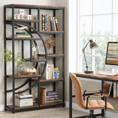 68.89" Tall Farmhouse Industrial Bookshelf & Display