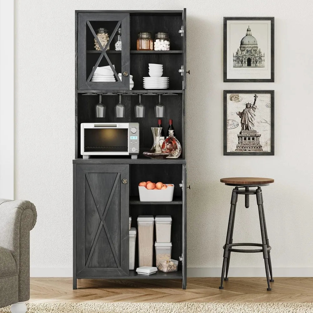 67" Tall Farmhouse Kitchen Pantry Cabinet