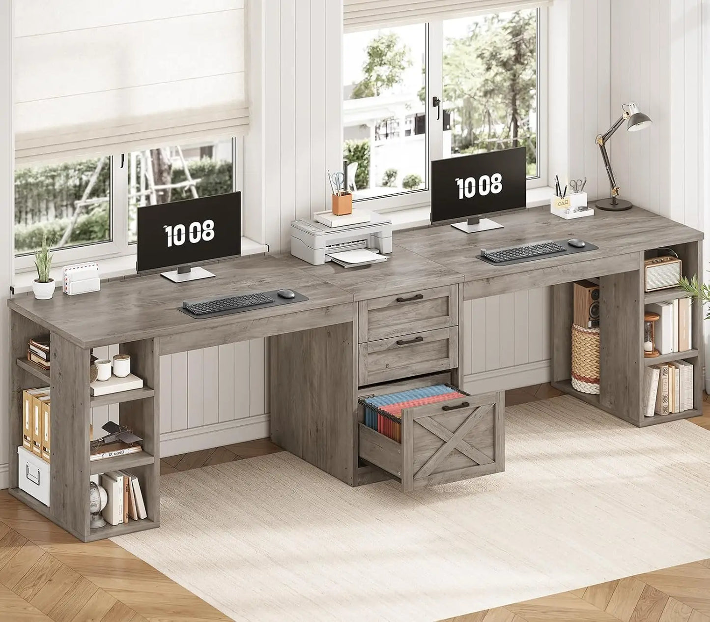 Farmhouse Computer Desk with Drawers
