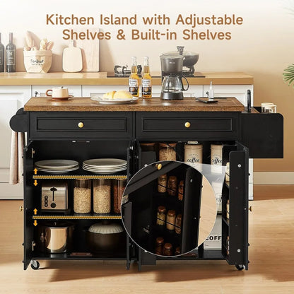 Mobile Kitchen Island with Power Outlet