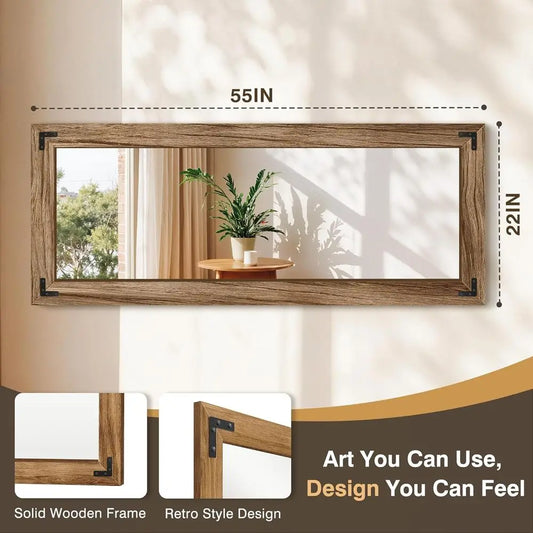 55" x 22" Solid Wood Frame Floor Mirror