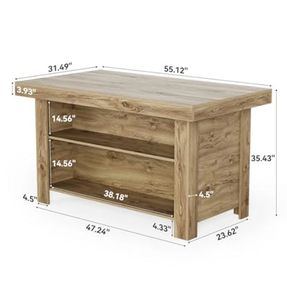 3-Tier Farmhouse Kitchen Island with Storage
