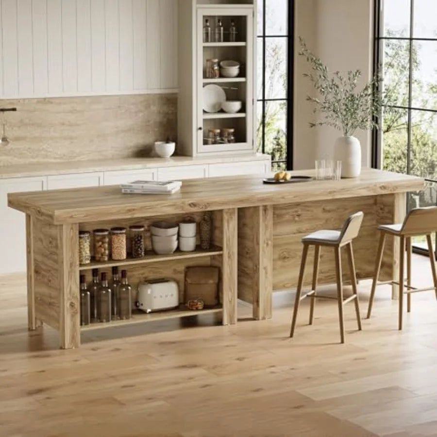 3-Tier Farmhouse Kitchen Island with Storage