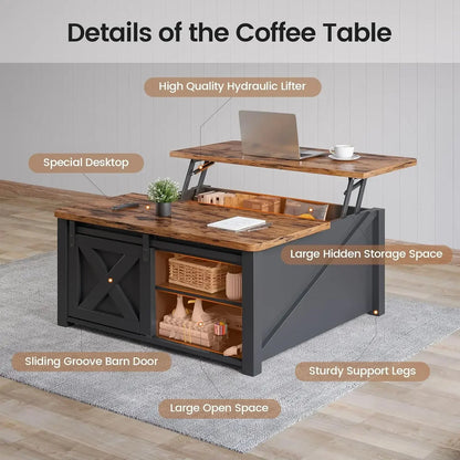 Lift Top Farmhouse Coffee Table with Storage