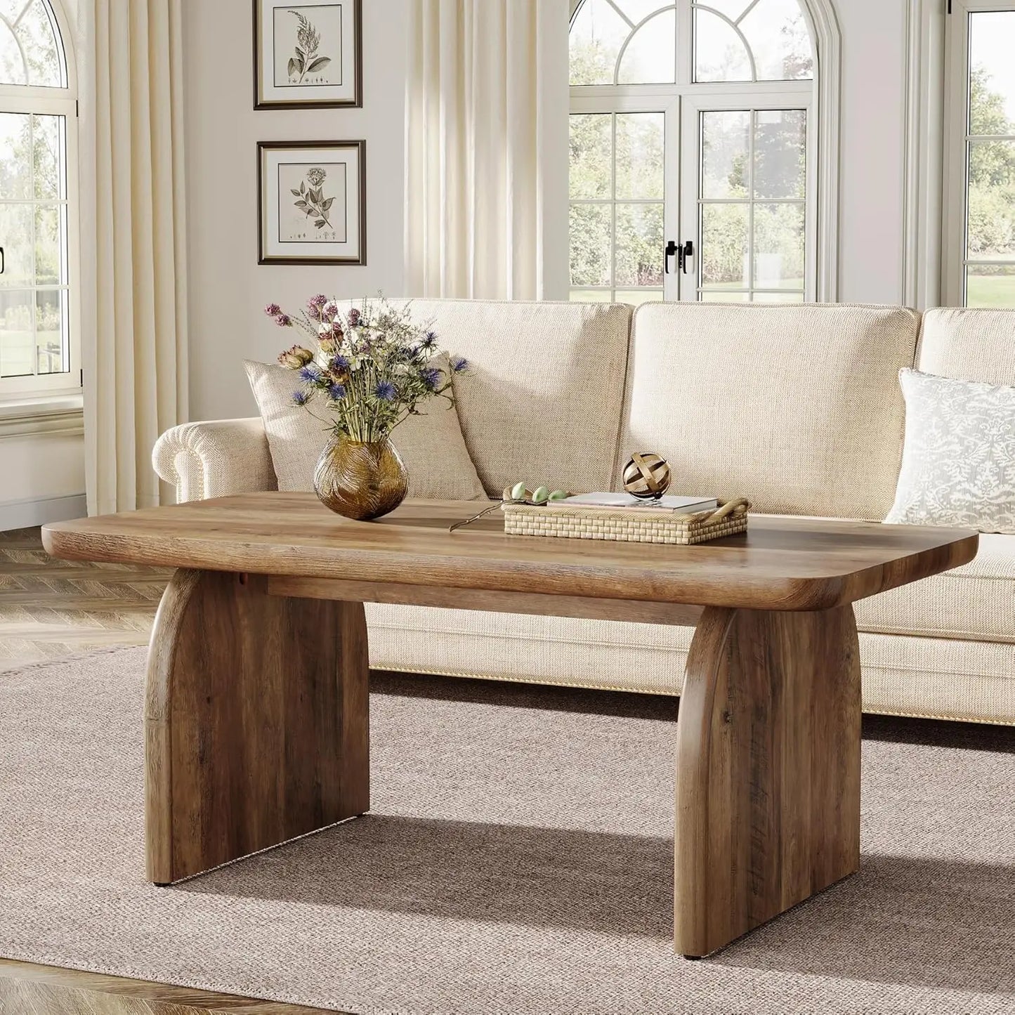Farmhouse Coffee Table with Sturdy Base