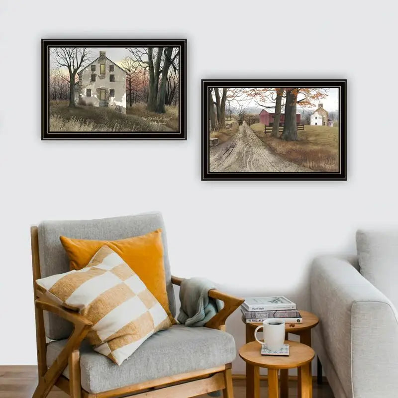 2-Piece Set - The Old Mill & A Road Home, Ready to Hang