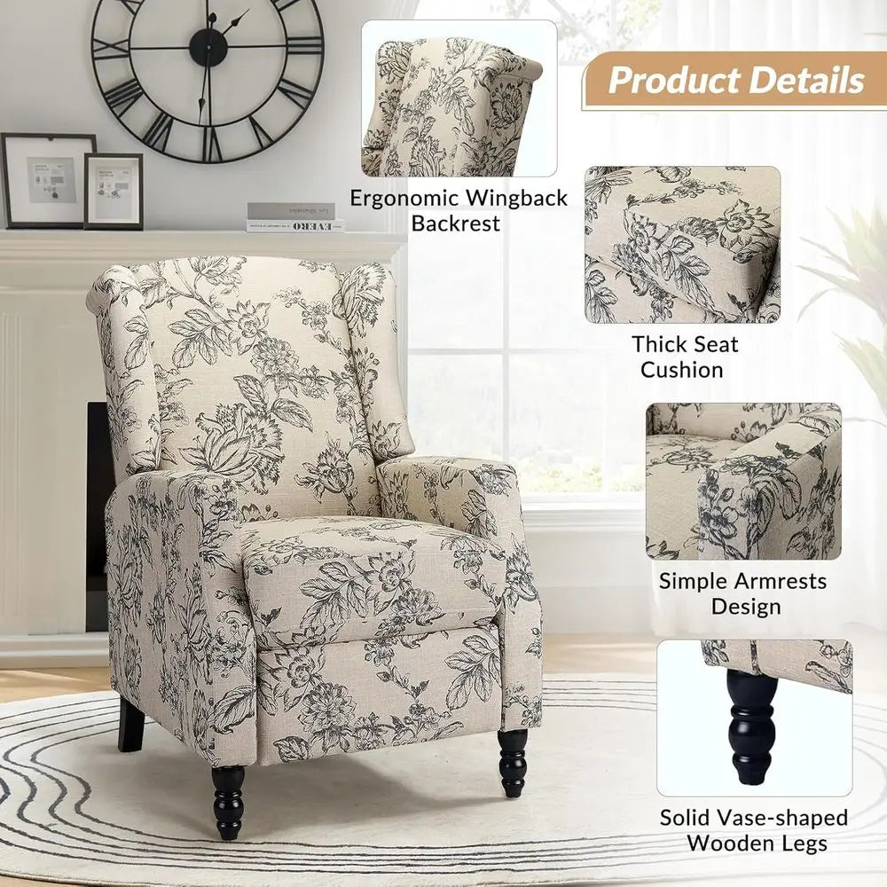 Recliner Armchair with Solid Wood Legs
