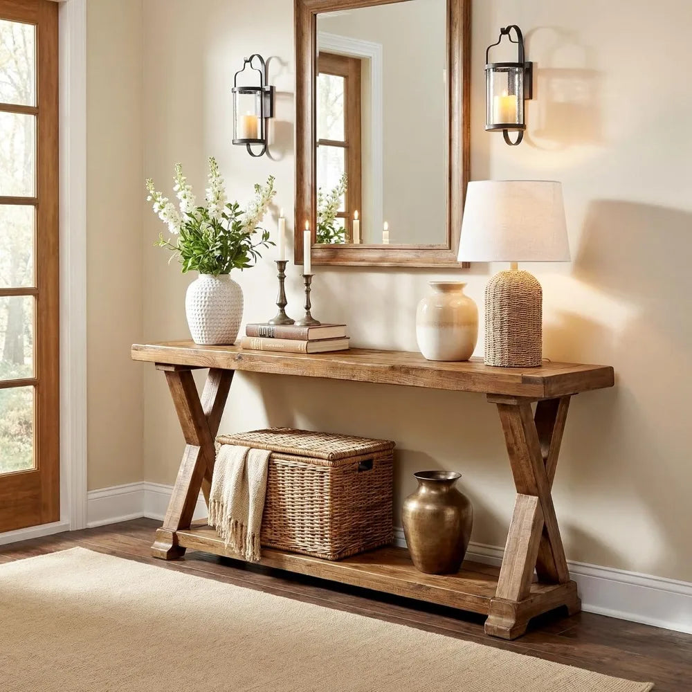 Solid Wood Farmhouse Console Table