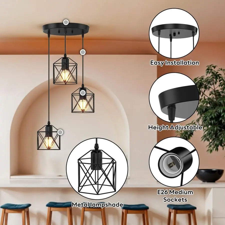 Farmhouse Industrial Pendant Lights for Kitchen, Dining Room or Entryway
