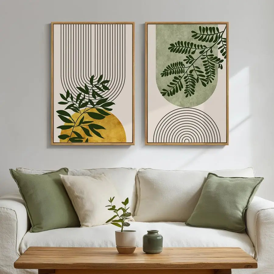 Green Boho Wall Art for Room Decor