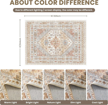 8x10 Washable Non-Slip Vintage Area Rug