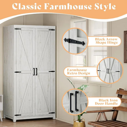 71" Tall Farmhouse Style Armoire with Dual Barn Doors