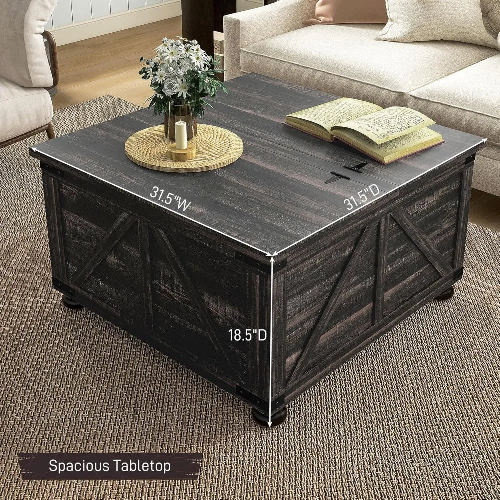 Farmhouse Coffee Table with Hidden Storage