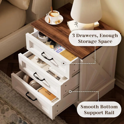Farmhouse Nightstand or End Table with Drawers