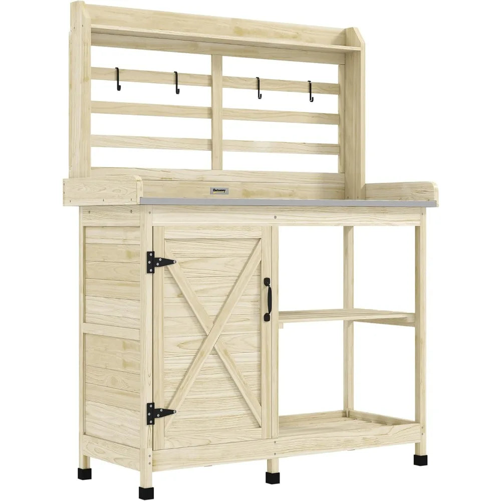 Outdoor Wooden Potting Bench Table