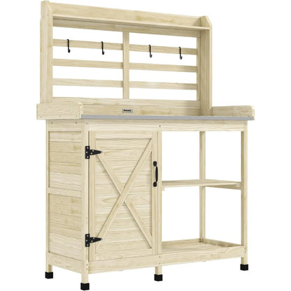 Outdoor Wooden Potting Bench Table