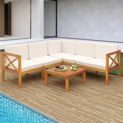 6 Piece Patio Furniture Set with Cushions & Coffee Table
