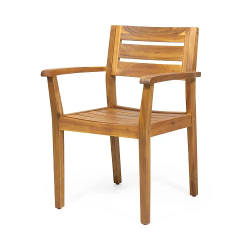 Set of 2 Acacia Wood Outdoor Patio Armchairs