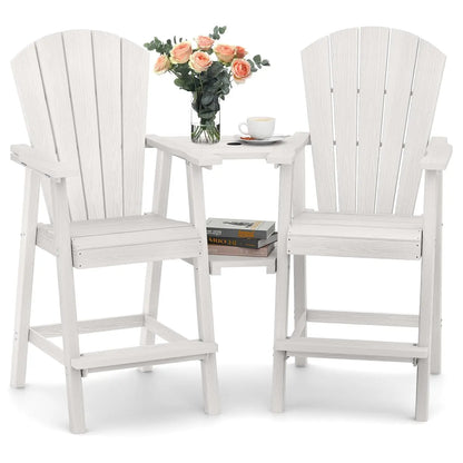 Set of 2 Outdoor Chairs with Double Connecting Tray